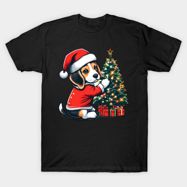 Beagle Dog Christmas T-Shirt by Graceful Designs